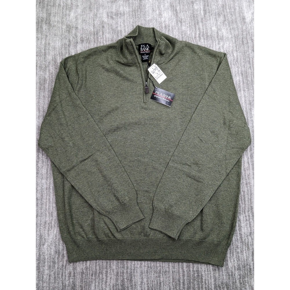 Joseph A Bank 1/4 Zip Sweater 100% Pima Cotton Pullover Green Golf Mens XL NWT